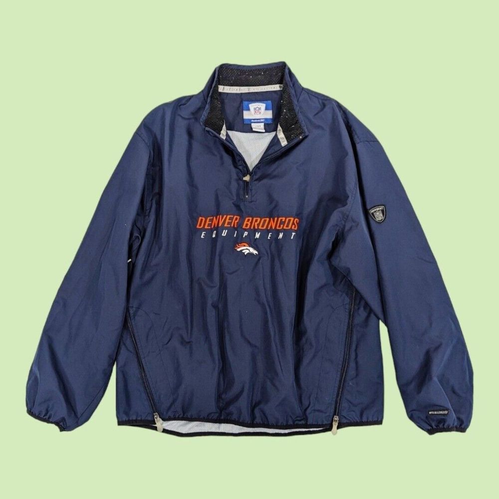 Denver Broncos Reebok NFL Authentic 1/2 Zip Pullover Jacket L